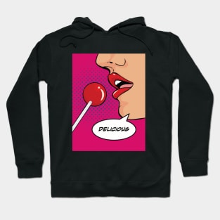 Pop Art Lollipop Candy Red Lips Hoodie